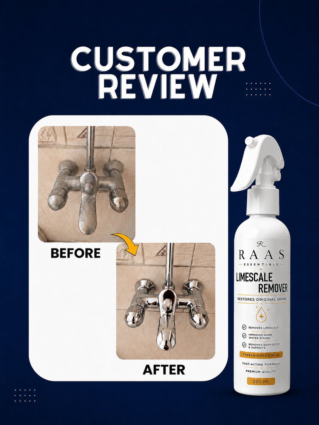 3-in-1 Cleaning Solution — Limescale Remover, Metal Shiner & Glass Cleaner